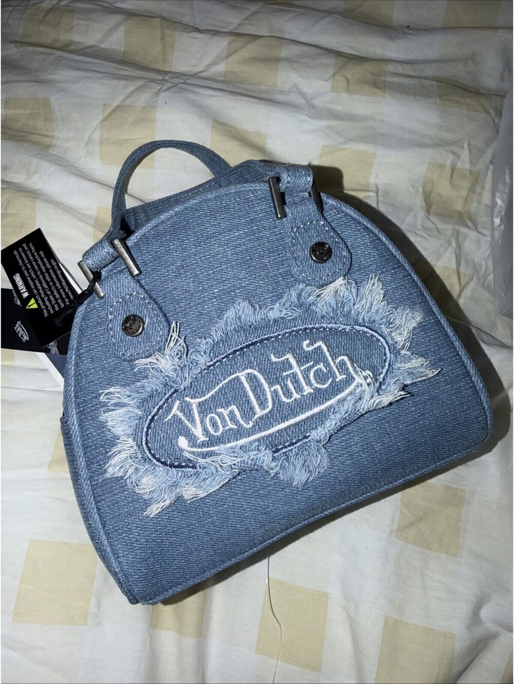 Denim Von Dutch Denim Mini Bowling Bag Purse Y2K NEW